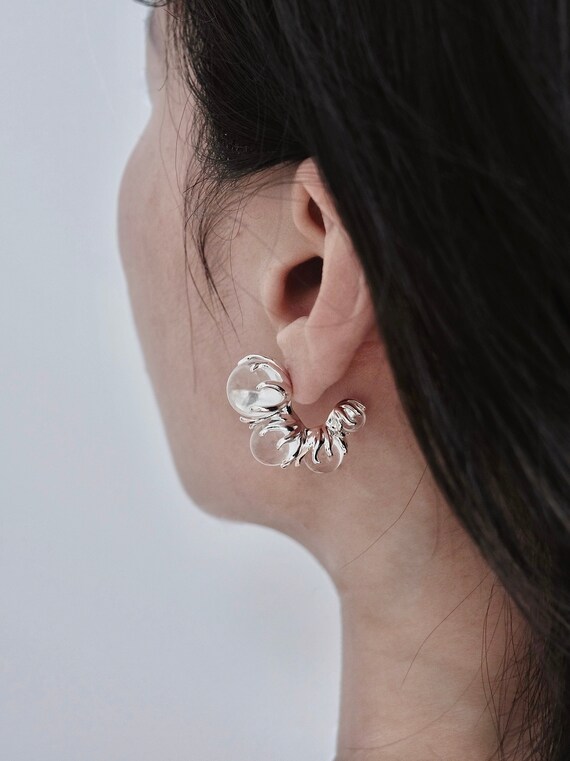 Clear glass stud earrings sale
