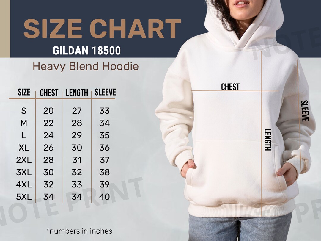 Gildan 18500 Size Chart Mockupheavy Blend Hoodie - Etsy