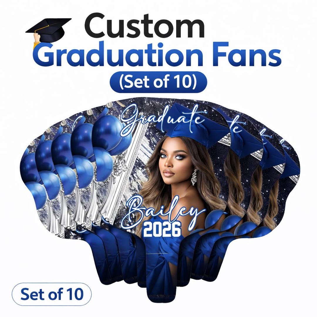 Custom Graduation Fans | Double Sided Coroplast Party Favors (set of 10 ...
