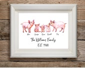 Personalized Pig Family Print