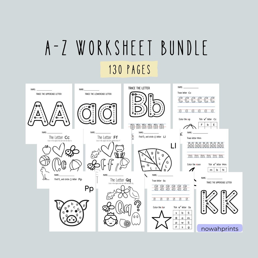 Bundle Printable Letters A-Z Worksheet for Kids Alphabet - Etsy