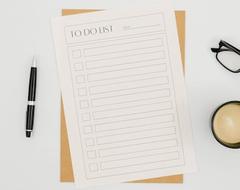 印刷可能なミニマリストのToDoリスト、毎日のToDoリストのタスクチェックリスト、生産性プランナーPDF、A4