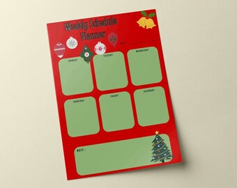 クリスマスウィークリー印刷可能プランナーページ - 自宅で印刷 1週間オーガナイザージャーナル - チェックリスト - To do リスト - デジタルダウンロード PDF - A4