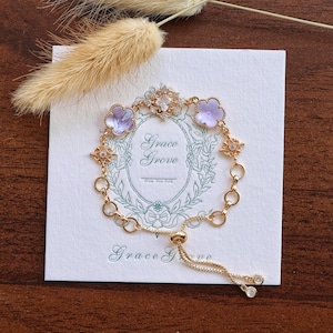 Dainty Crystal flower bracelet-14k gold bracelet -Wedding Bridesmaids&#39; gifts- Bridesmaid Jewelry-Bridesmaid Gift-Mother gift