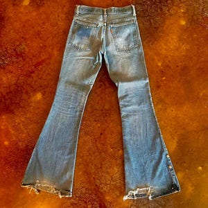 1970&#39;s Orange Tab Levi&#39;s Studded Jeans *TINY*