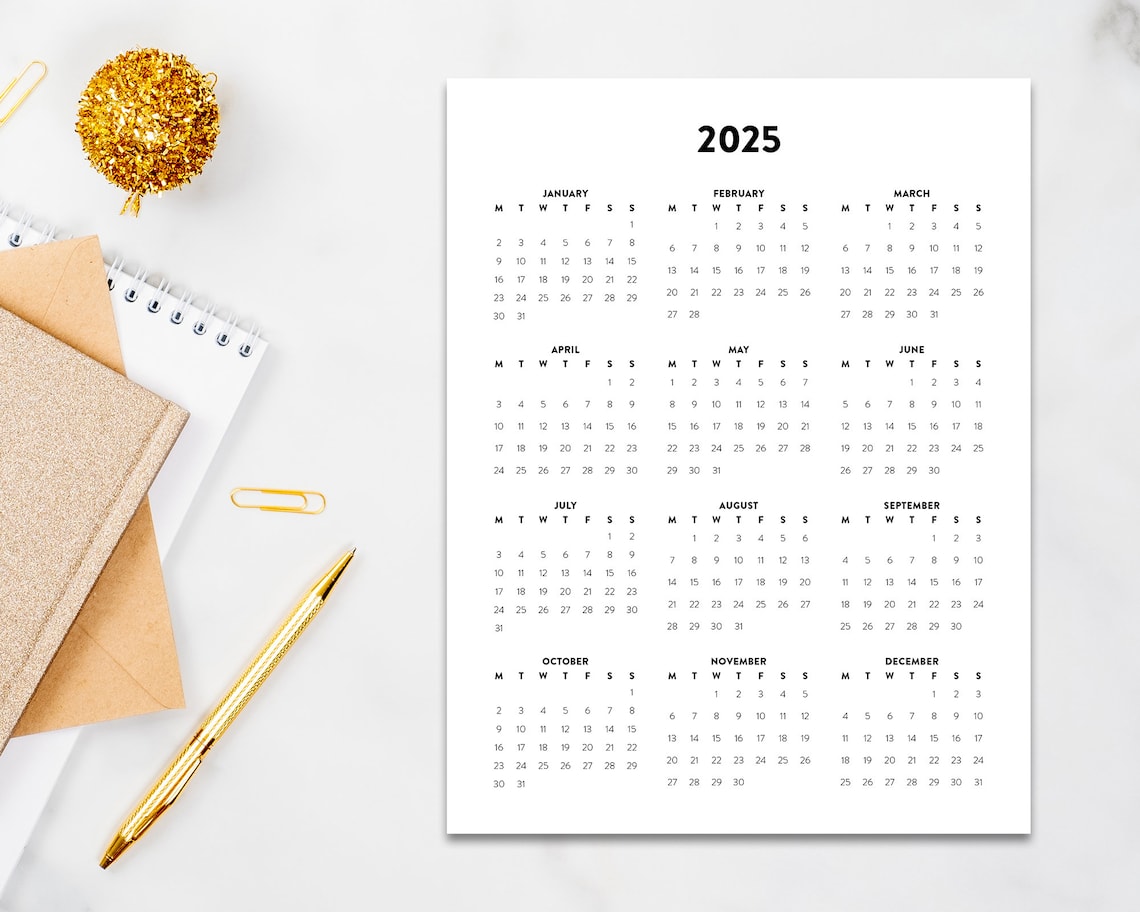 2025 Minimalist Letter Printable Calendar, 2025 Simple Planner, 2025 Calendar, Letter Calendar