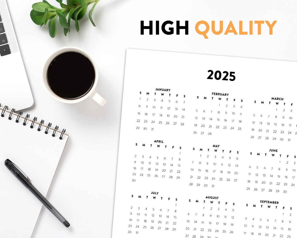 2025 Minimalist Letter Printable Calendar, 2025 Simple Planner, 2025