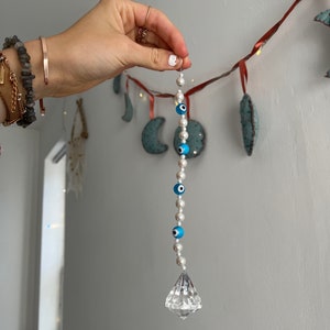 Evil Eye and Bead Crystal Suncatcher