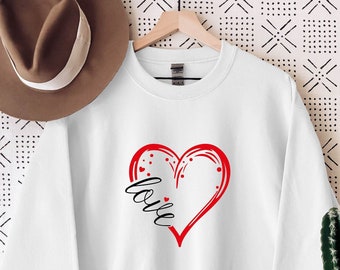Love Heart Sweatshirt: Valentine's Day Couple Matching Sweater