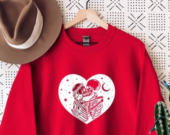 Skeleton Kissing Sweatshirt: Gothic Valentine's Day Apparel