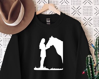 Sudadera de cuello redondo con diseño de caballo y niña: Regalo ecuestre