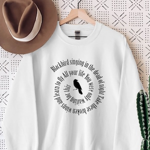 Blackbird Singing In The Dead Of Night Sweater, Blackbird Beatles, Blackbird, Beatles Lyrics, Music Shirts For Women, Music Lovers Gift