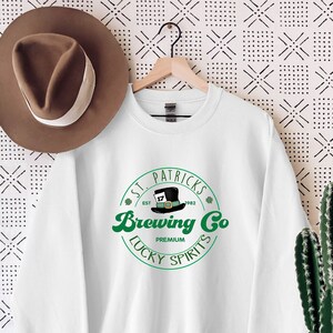 St. Patricks Brewing Co Lucky Spirits Sweatshirt, Premium Lucky Sweatshirt, Lucky Sweater, Family Matching St. Patrick&#39;s Day Western Lucky
