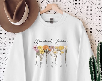 Custom Grandma's Garden Sweatshirt: Birthflower Floral Gift