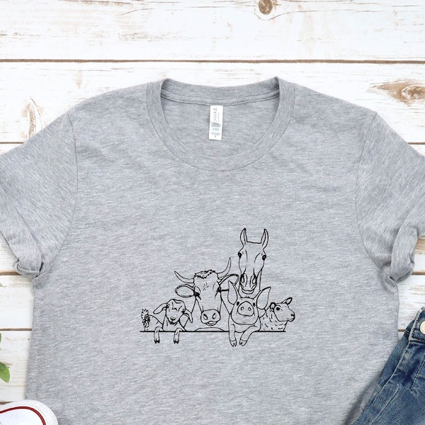 Group of Farm Animals Shirt, Animal Lover Shirt, Horse Cow Pig T-Shirt, Horse Gift, Birds Shirt, Gift for Animal Lover T-Shirt, Farmer Gift