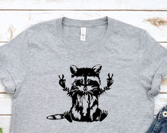 Lustiges Waschbär Shirt: Bleib Trashy Peace Zeichen, Geschenk für Tierliebhaber