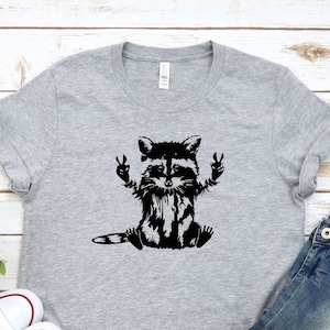 Funny Raccoon Shirt, Stay Trashy Raccoon Peace Hands Animal Lover Gift, Trash Panda Shirt, Raccoon Lover Gift, Gift For Raccoon Owner Shirt