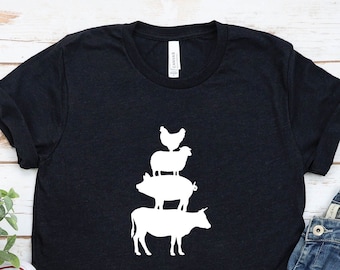 Farm Animal Shirt: Cow, Pig, Sheep & Chicken Tee