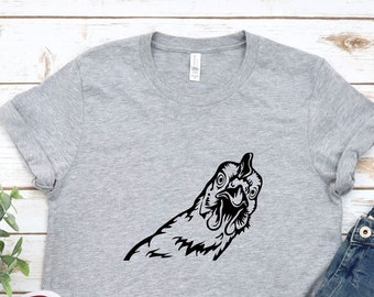 Camiseta con estampado de pollo curioso - Camiseta de animales de granja