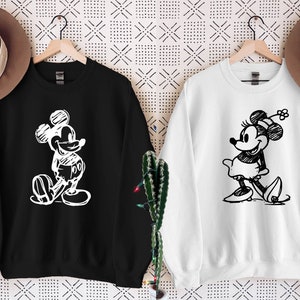 Vintage Mickey Minnie Sweatshirt, Mickey Sketch, Minnie Sketch, Vintage Mickey Minnie, Disney Family Vacation, Disney Kids Disneyworld Gift