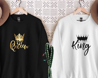 King And Queen Couple Sweatshirt, King And Queen Sweater, Valentine's Day Couple Matching Sweater Hoodie, Best Valentines Day Matching Gift