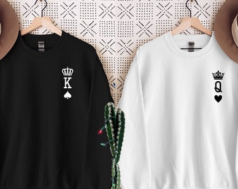 King And Queen Couple Sweatshirt, King And Queen Sweater, Valentine&#39;s Day Couple Matching Sweater Hoodie, Best Valentines Day Matching Gift