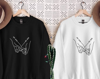 Custom Date Holding Hands Sweatshirt, Personalized Valentine Matching Couple, Happy Valentine's Day, Love Heart Hoodie, Valentine's Day Gift