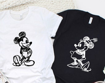 Vintage Mickey Minnie Shirt, Mickey Sketch Minnie Sketch Shirt, Vintage Mickey Minnie, Disney Family Vacation, Disney Kids Disneyworld Gift
