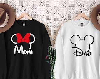 Disney Mom Dad Costomizable Sweatshirt, Disney Family Matching Hoodie, Magical World, Gift For 2025 Family, Disney Adventure,Trend Apparel