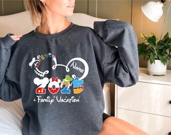2025 Custom Name Disney Family Vacation Sweatshirt, Disney Family Matching Gift,Personalized Disney Trip, Disneyworld Matching Mickey Minnie