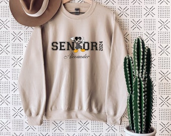 Custom Name Senior 2025 Mickey Sweatshirt, Disney 2025 Graduation Hoodie, Custom Mickey Mouse Graduation Sweatshirt,Senior 2025 Apparel Gift