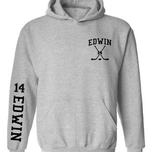 Custom Team Name and Your Name Number Personalized Hockey Front Back or on Sleeve Sweatshirt,Custom Hockey Game Day Hockey Hockey Lover Gift