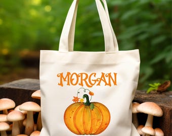 Bolsa de tela personalizada para Halloween: Calabaza espeluznante para pedir dulces.