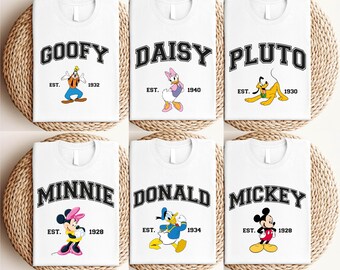 ディズニーキャラクター ヴィンテージ ミッキー＆フレンズ シャツ、ミッキー、ミニー、グーフィー、プルート、デイジー、ドナルドのフレンズお揃いギフトシャツ、クラシック ディズニーシャツ