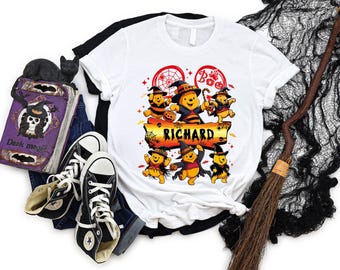 Custom Name Ghost Winnie The Pooh Halloween 2026 Tee, Custom Disney Trip Shirt, Halloween Ghost Tee, Halloween Family Disney Halloween Shirt