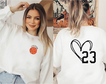 Sudadera personalizada de baloncesto con nombre y número (parte delantera y trasera), sudadera de regalo personalizada para amantes del baloncesto, sudadera de baloncesto con tu nombre y tu equipo.