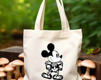 Bolsa de tela con diseño de Mickey y esqueleto de Halloween de Disney, bolsa de Halloween de Disneyland, bolsa de tela para fiesta de Halloween de Mickey y esqueleto, bolsas Boo Halloween 2025