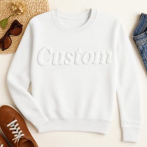 Sweat-shirt à capuche personnalisé en relief, lettrage 3D tendance, pull à capuche personnalisé avec texte en relief, cadeau prénom personnalisé, pull confortable unique