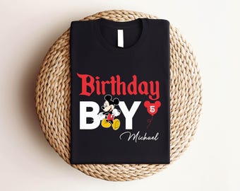 Camiseta de cumpleaños personalizada de Disney para niño con edad, camiseta de cumpleaños de Disney para niño y hombre, camiseta de cumpleaños de Mickey, camiseta de cumpleaños grupal de Disney