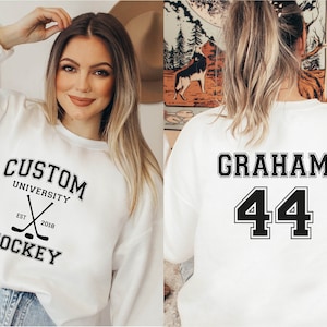 Personalized Hockey Sweatshirt, Custom Universty Hockey Sweatshirt, Your Name Your Team Soccer and Number, Customized Sports Sweatshirt Gift