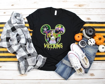 Aangepaste Disney Villains Halloween Party 2025 shirt, Disney familie-uitje T-shirt, Halloween Disney Villains shirt, Maleficent Disneyworld Halloween