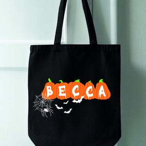 Personalized Halloween Tote Bag, Customized Halloween Name Bag, Halloween Treat Bags for Kids, Kids Halloween Bag, Trick or Treat Tote Bag