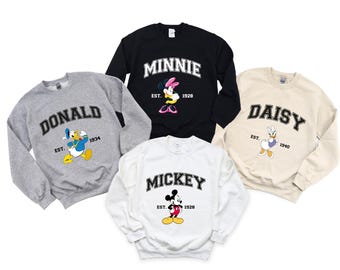 Moletom vintage com personagens da Disney, Mickey e seus amigos, Mickey, Minnie, Pateta, Pluto, Margarida, Donald e amigos, presente combinando, suéter clássico da Disney