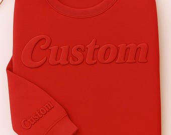 Custom Puff Embossed Sweatshirt Hoodie, Trendy 3D Lettering, Personalized Raised Text Hoodie Sweater, Custom Name Gift, Unique Cozy Pullover