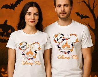 2026 Custom Name Disney Trip Halloween Mickey Minnie Shirt, Disney Family Matching Shirt, Disney Halloween Trip Disney Couple Halloween Gift