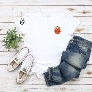 Custom Basketball Shirt, Game Day Custom Your Name Number Basketball, Basketball Grandma Gift, Custom Basketball Squad With Heart On Sleeve
