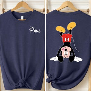 Disney Custom Name Mickey Mouse Funny Somersault Mickey Shirt, Front and Back Custom Friends and Family Matching Gift Tee, Disney Trip Shirt