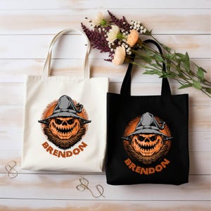 Personalized Halloween Tote Bag, Customized Halloween Name Bag, Halloween Treat Bags for Kids, Kids Halloween Bag, Trick or Treat Tote Bag