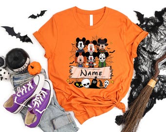 T-shirt fantôme de Mickey, Mickey effrayant de Disney avec nom personnalisé, chemise d'Halloween fantôme, chemise citrouille, chemise fantôme d'Halloween, t-shirt fête d'Halloween