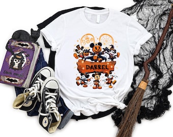 Custom Name Disney Mickey Halloween 2026 Tee, Custom Disney Trip Shirt, Mickey Halloween Ghost Tees, Halloween Family Disney Halloween Shirt